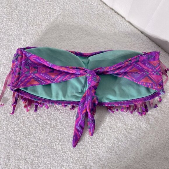 5/$25 OP Purple and Pink Fringe Bandeau Strapless Bikini Top S - Picture 10 of 10